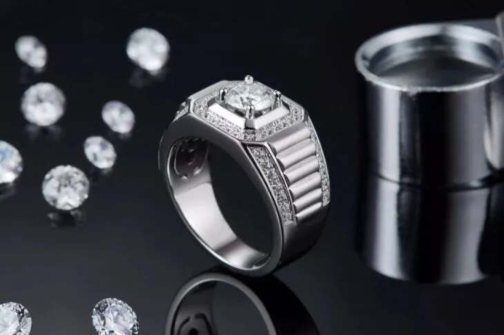 Iced Out Ring | 1 carat Ring | Moissanite Ring | Mens Wedding Ring | Iced Out Rings | Mens Diamond Ring | Big Diamond Ring | Mens Moissanite
