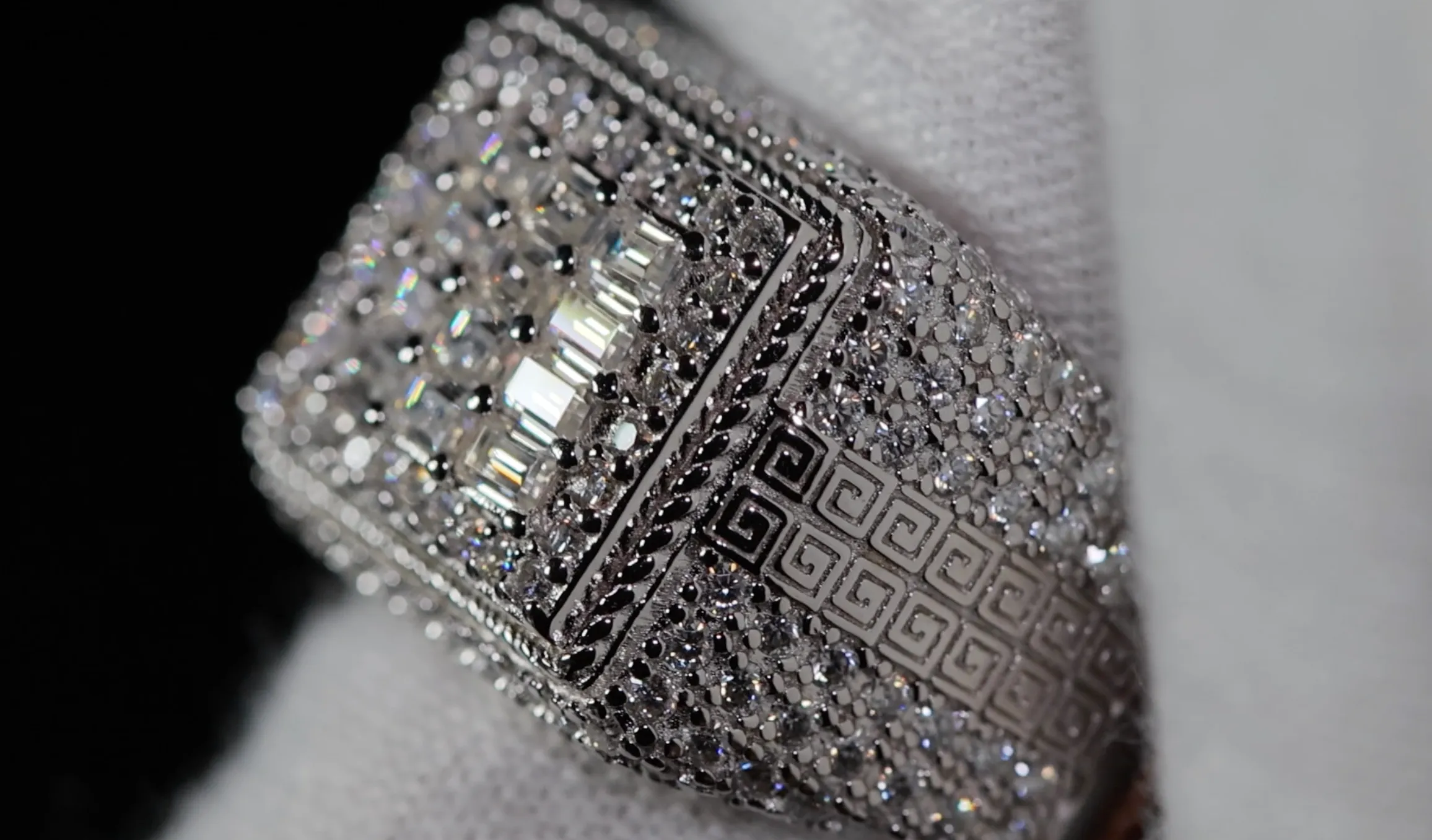 Iced Out Rings | VVS1 Moissanite Iced Rings | Mens Moissanite Baguette Rings