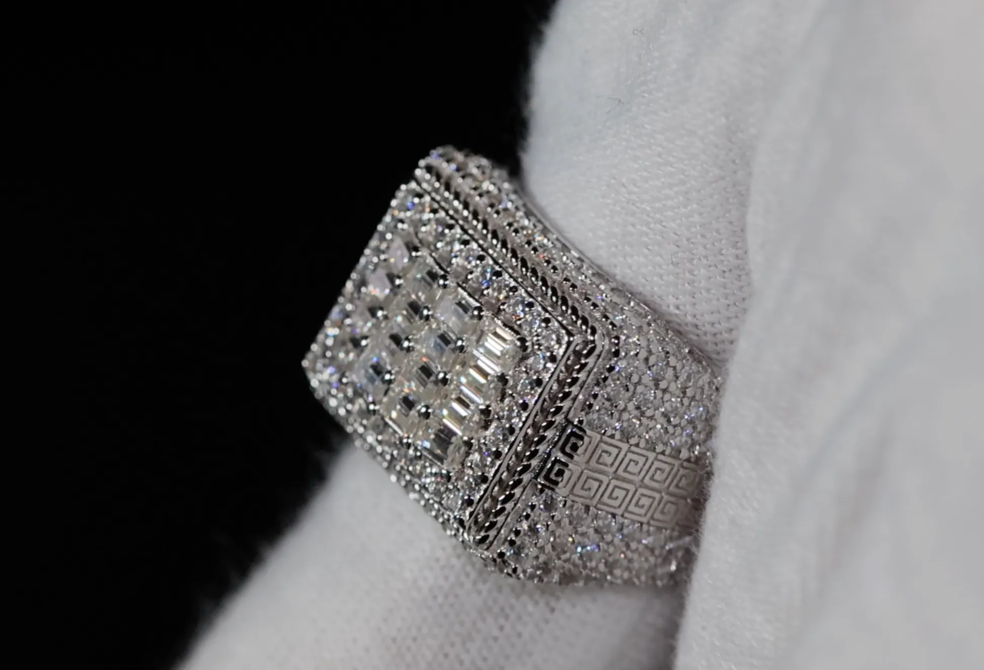 Iced Out Rings | VVS1 Moissanite Iced Rings | Mens Moissanite Baguette Rings