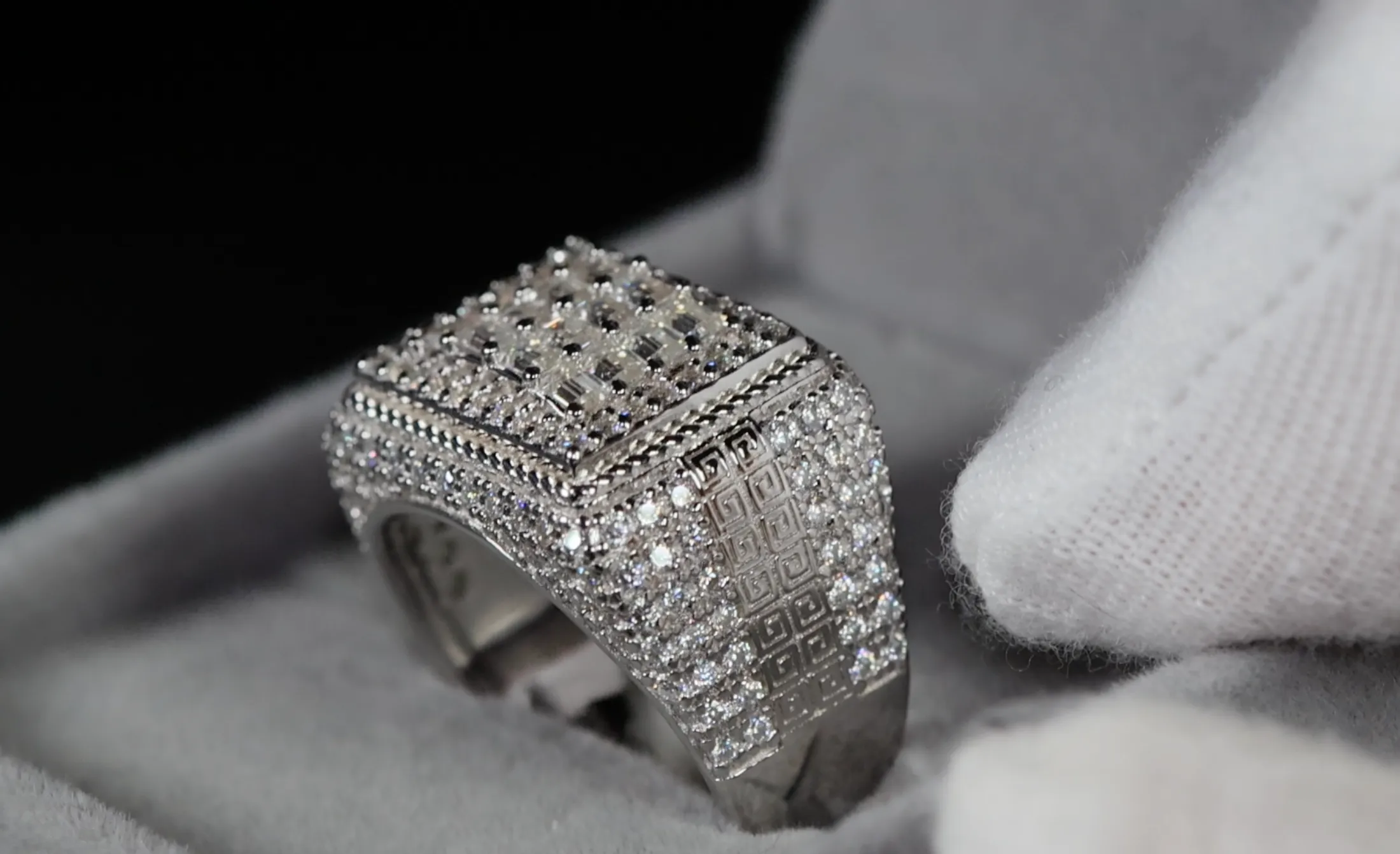 Iced Out Rings | VVS1 Moissanite Iced Rings | Mens Moissanite Baguette Rings