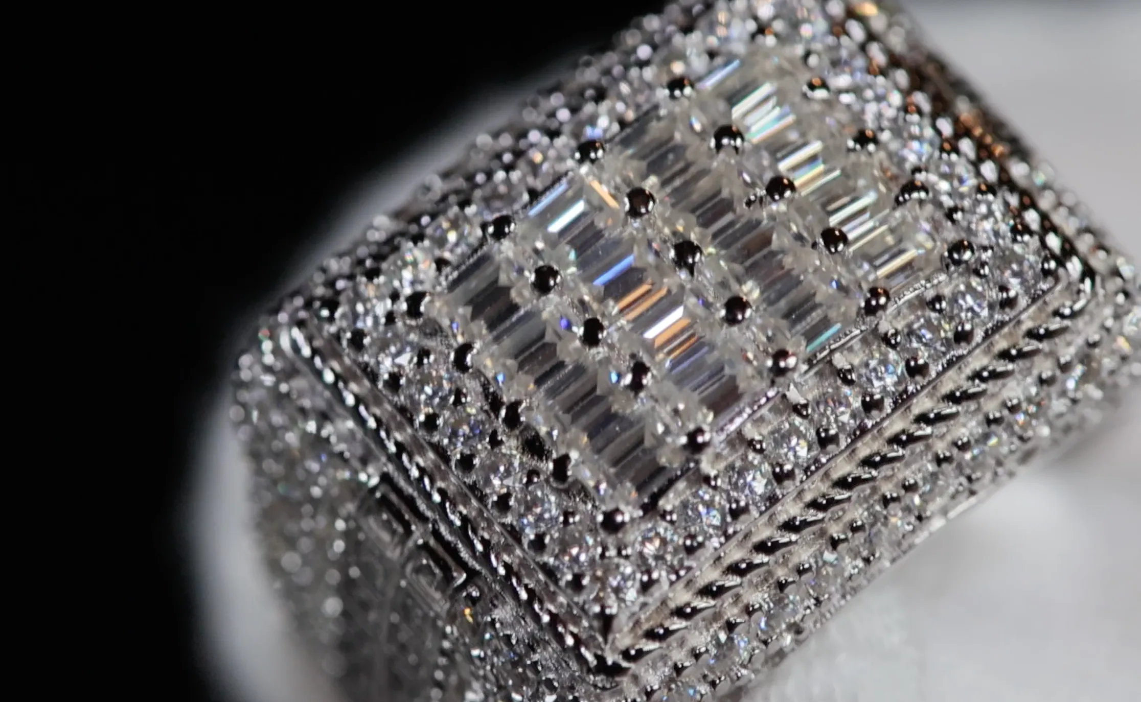 Iced Out Rings | VVS1 Moissanite Iced Rings | Mens Moissanite Baguette Rings