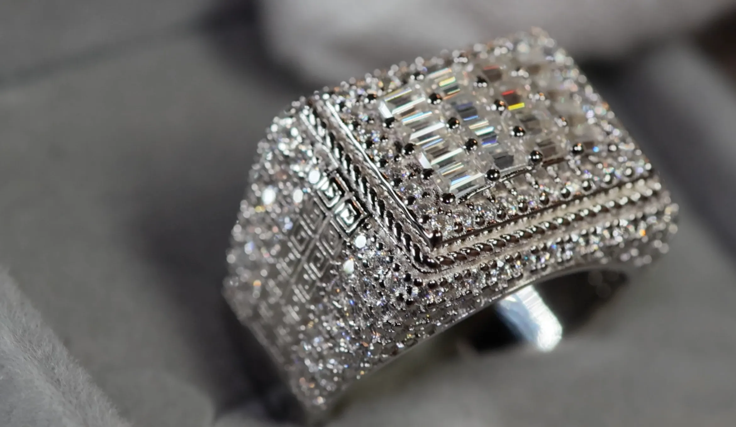 Iced Out Rings | VVS1 Moissanite Iced Rings | Mens Moissanite Baguette Rings