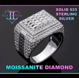 Iced Out Rings | VVS1 Moissanite Iced Rings | Mens Moissanite Baguette Rings