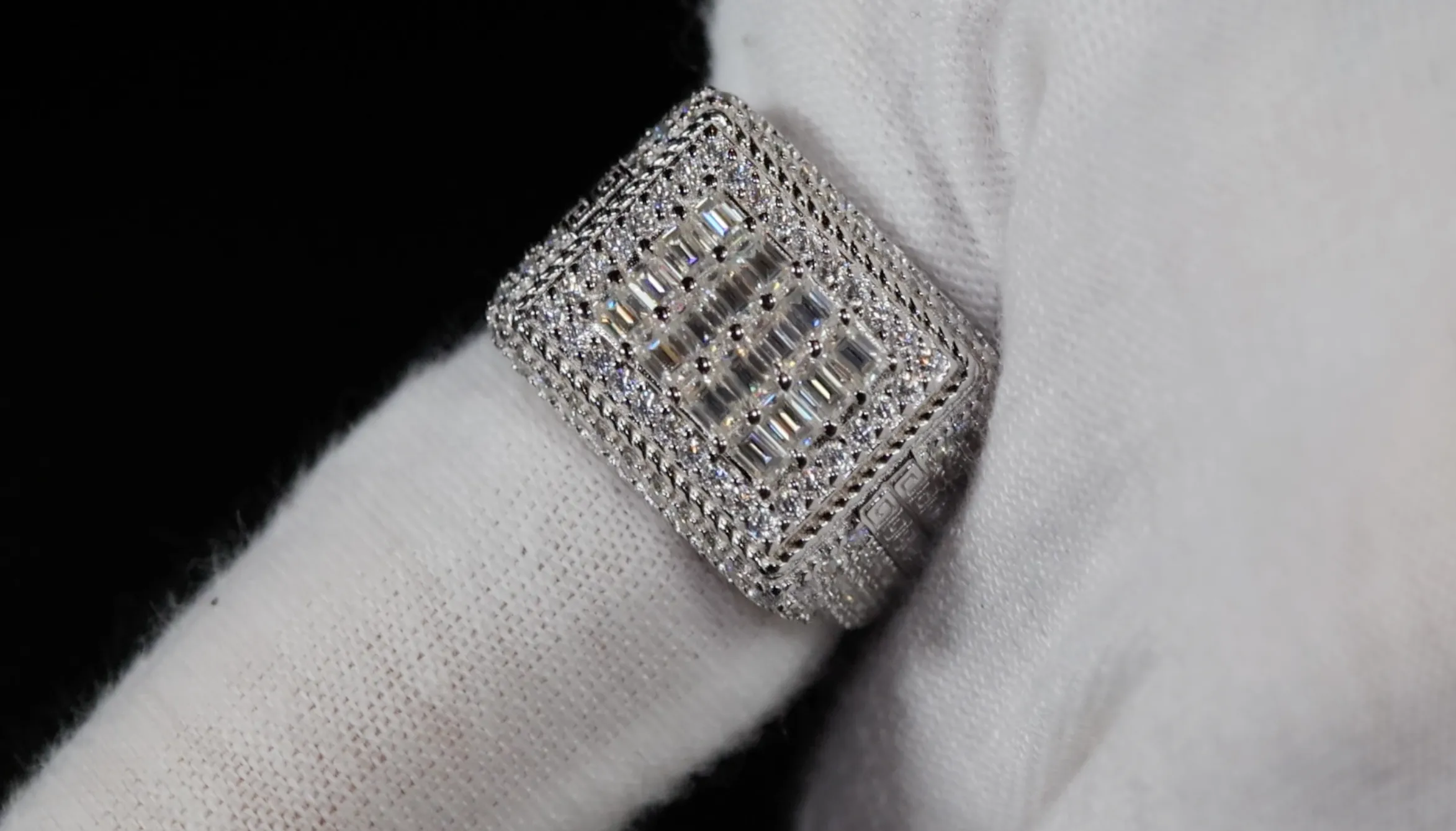 Iced Out Rings | VVS1 Moissanite Iced Rings | Mens Moissanite Baguette Rings