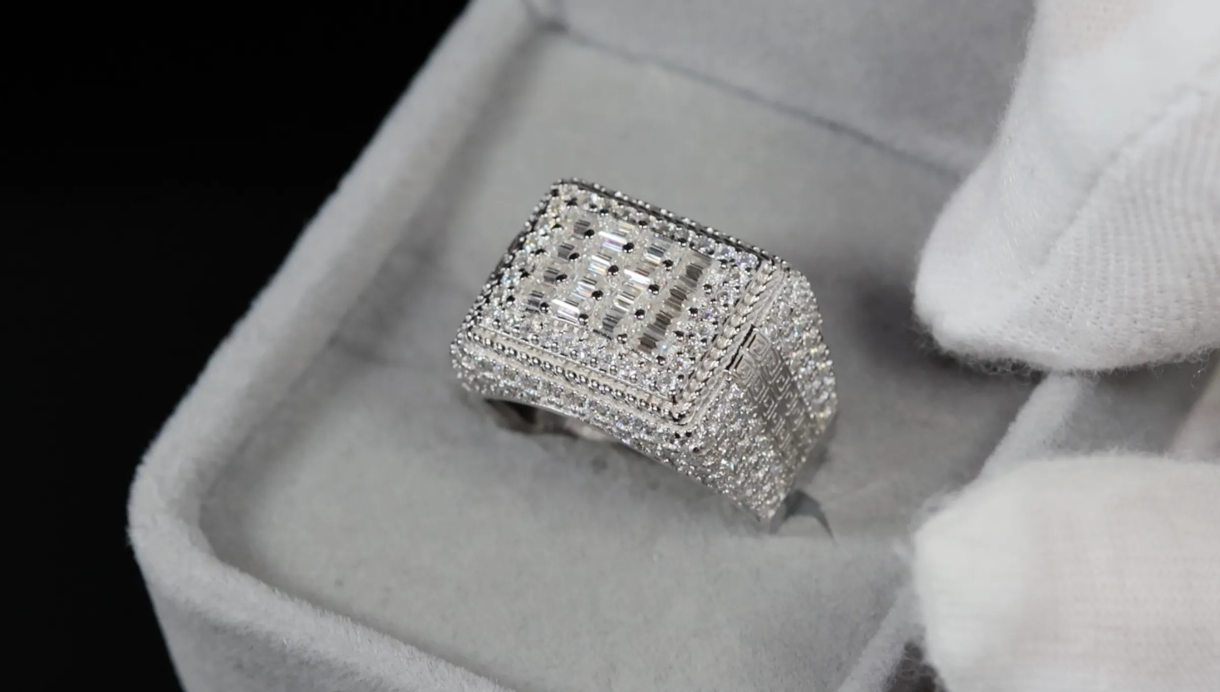 Iced Out Rings | VVS1 Moissanite Iced Rings | Mens Moissanite Baguette Rings