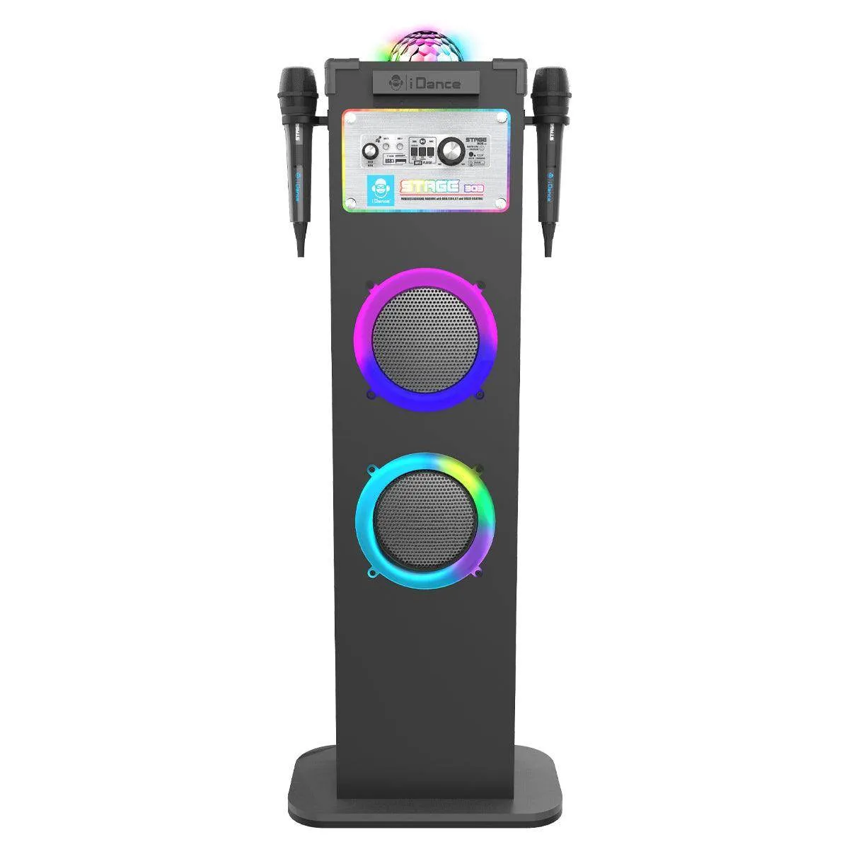 iDance 6-in-1 Wireless Karaoke Speaker with Disco Ball   2x Disco LED Rings