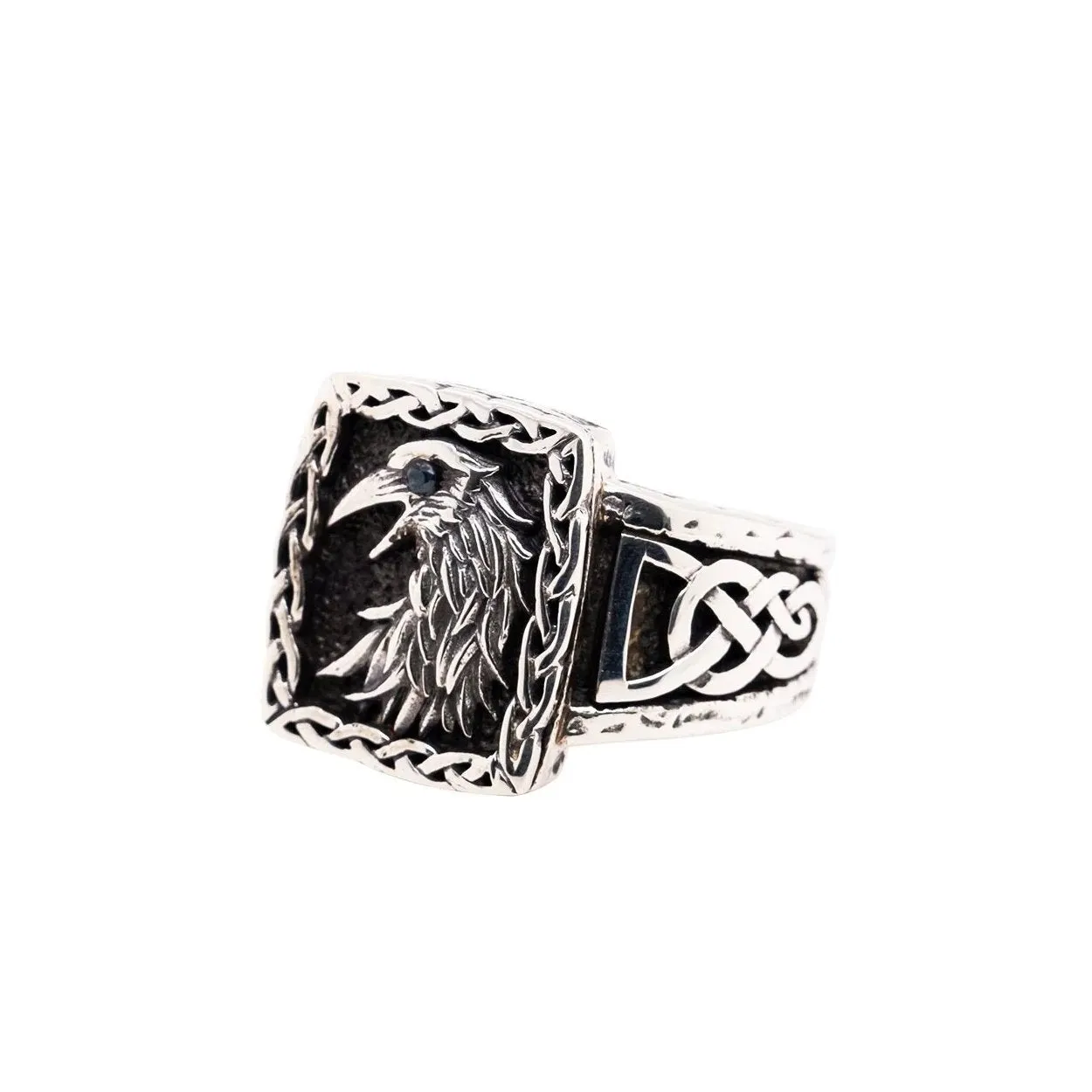 Keith Jack Sterling Silver and Black CZ Raven Ring