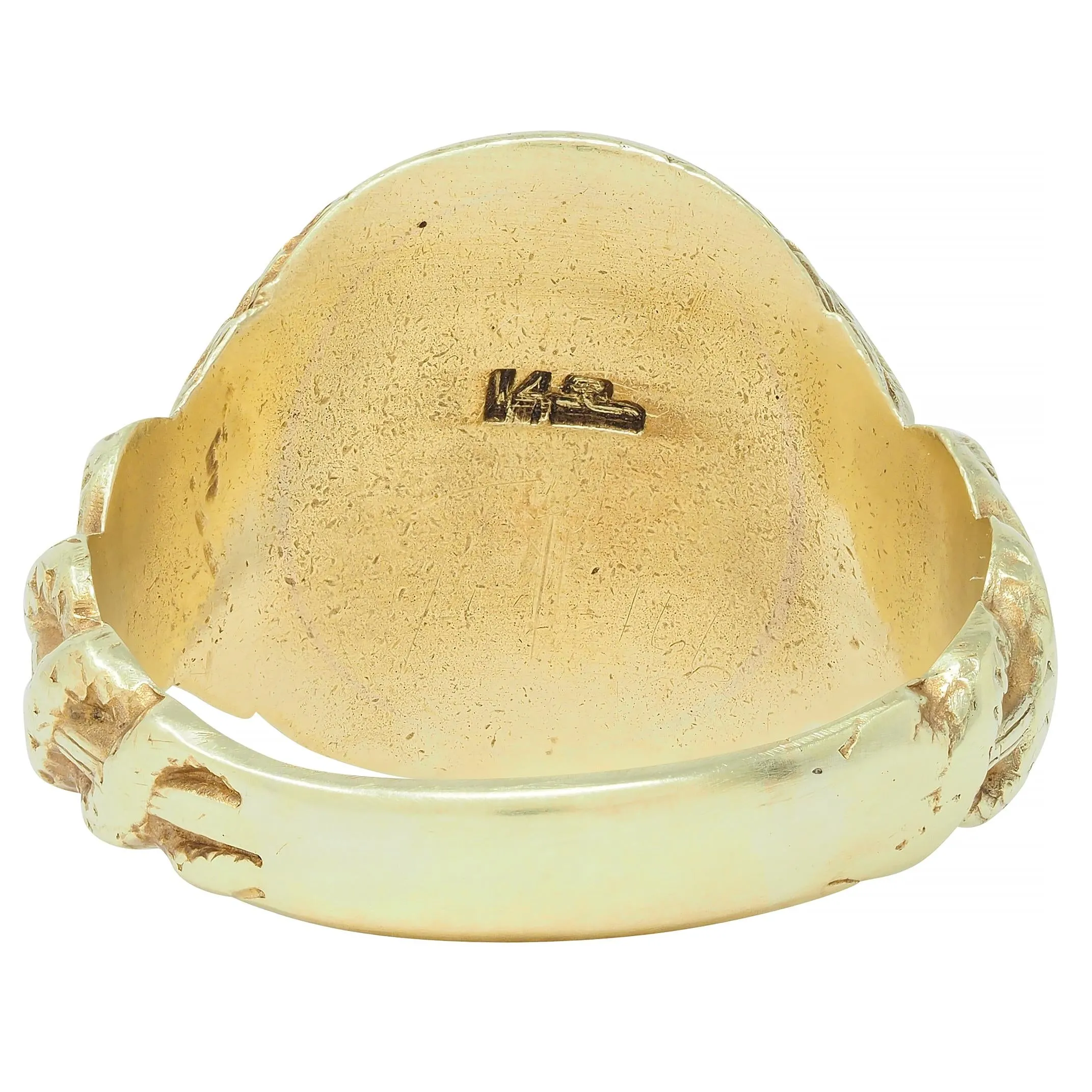 Larter & Sons Victorian 14 Karat Gold DuPont Crest Intaglio Antique Signet Ring