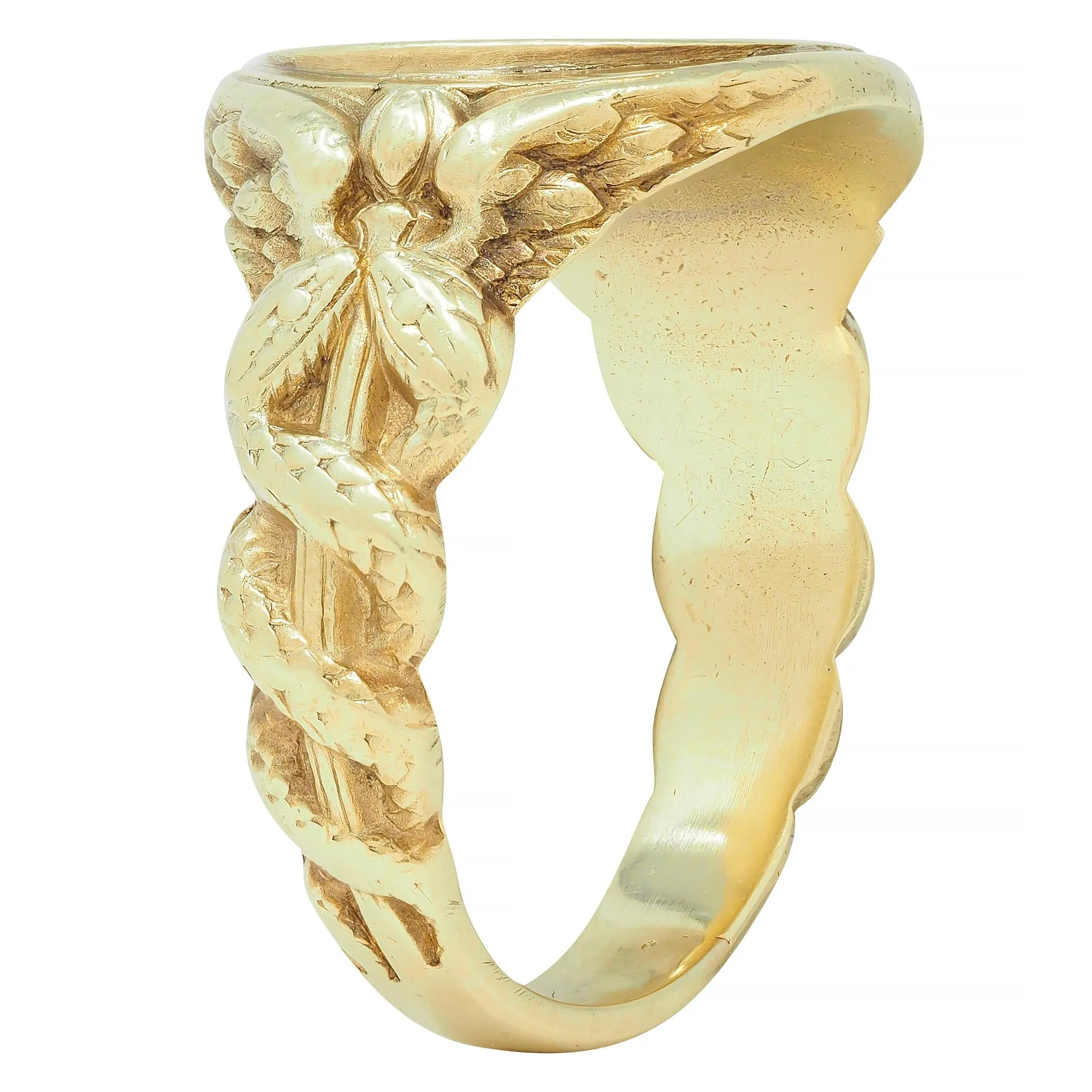 Larter & Sons Victorian 14 Karat Gold DuPont Crest Intaglio Antique Signet Ring
