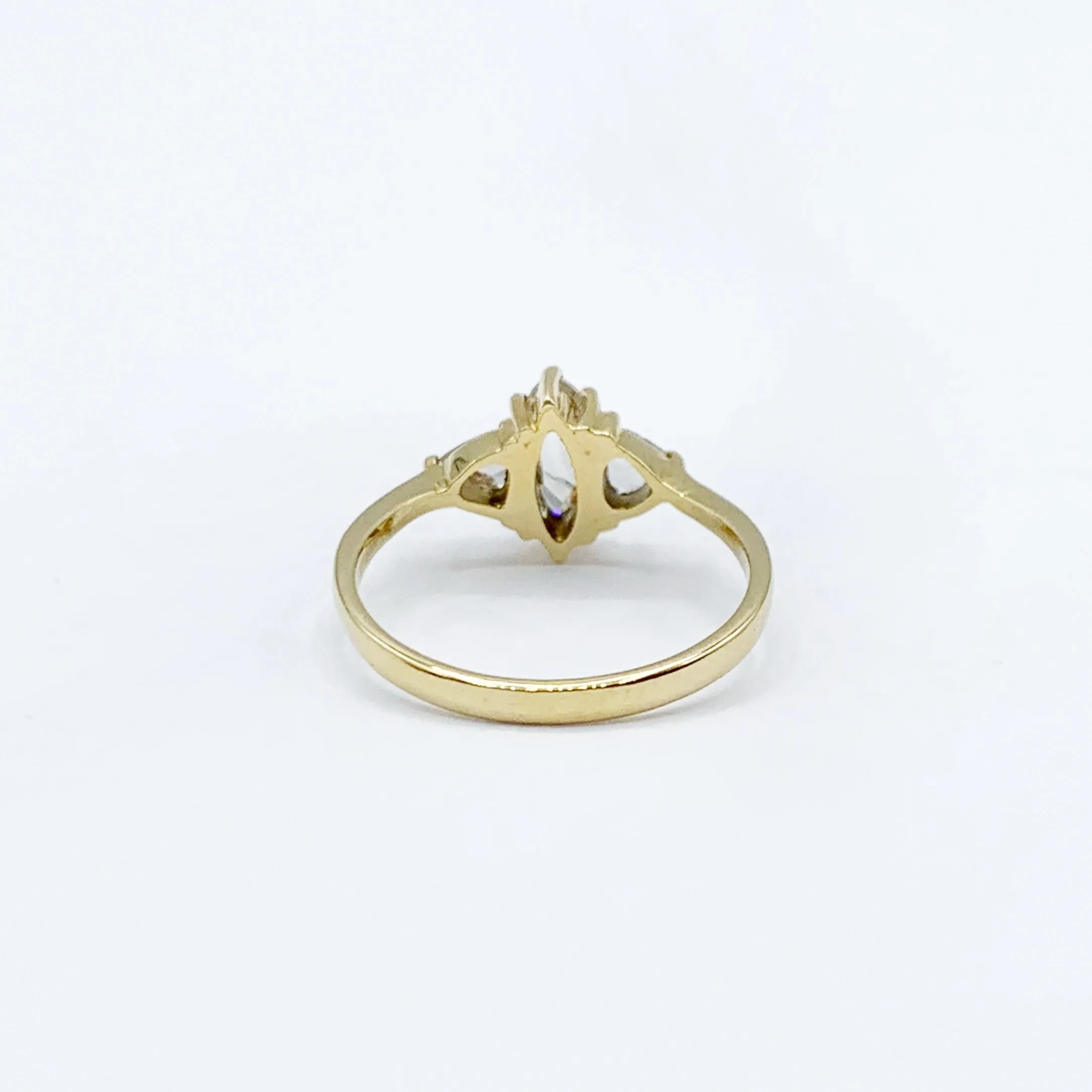 Lighted Marquis and Triangle Diamonds on a Golden Band