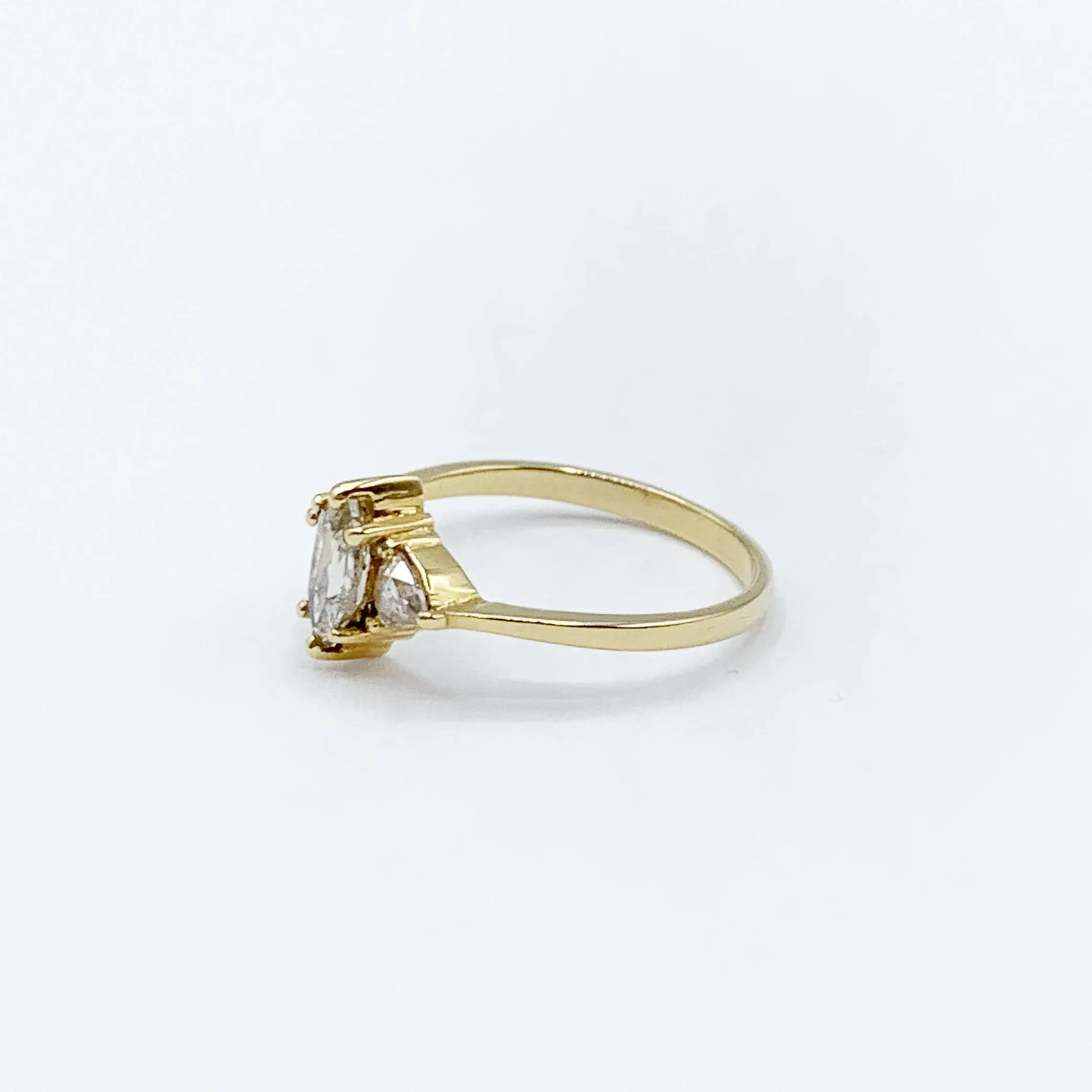 Lighted Marquis and Triangle Diamonds on a Golden Band