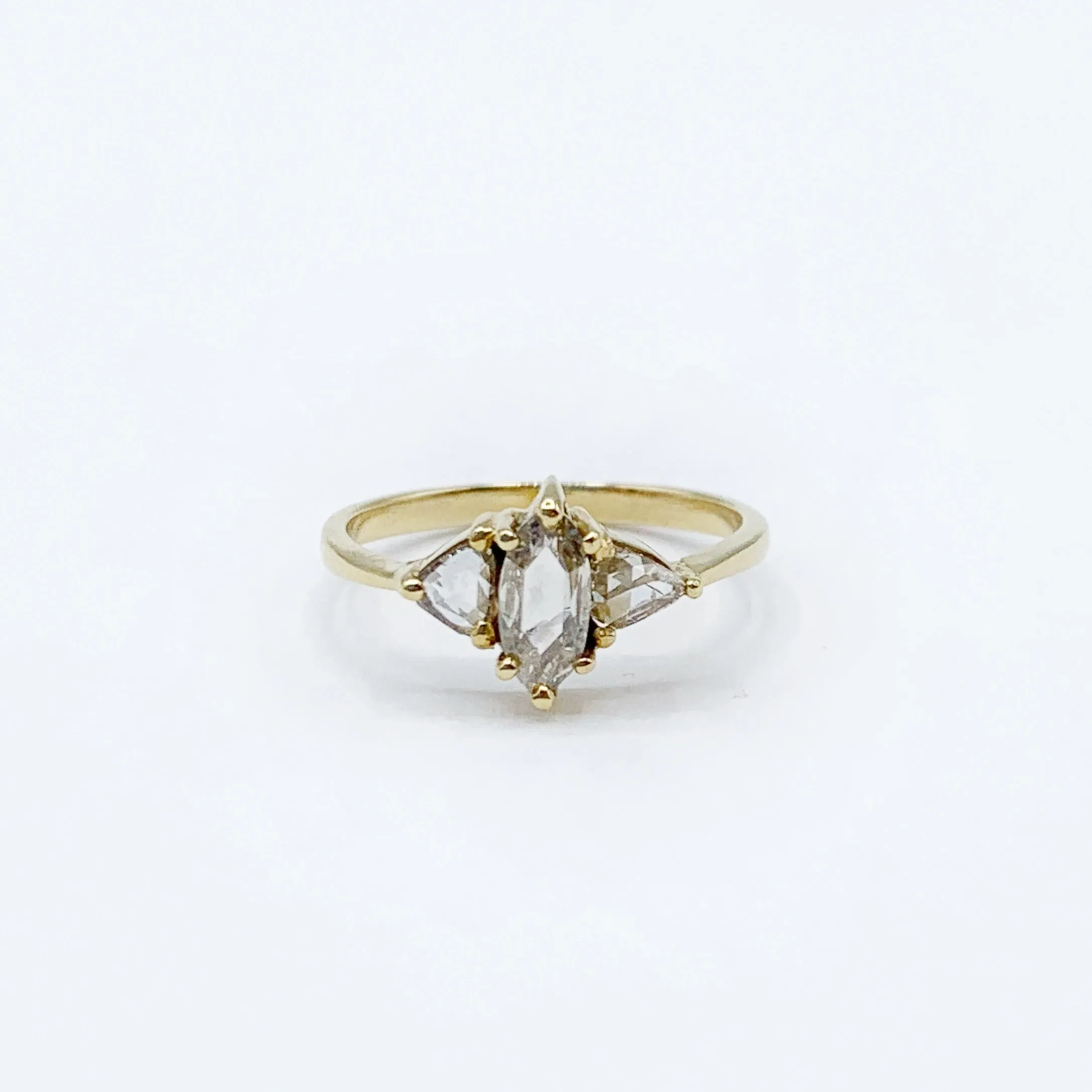 Lighted Marquis and Triangle Diamonds on a Golden Band