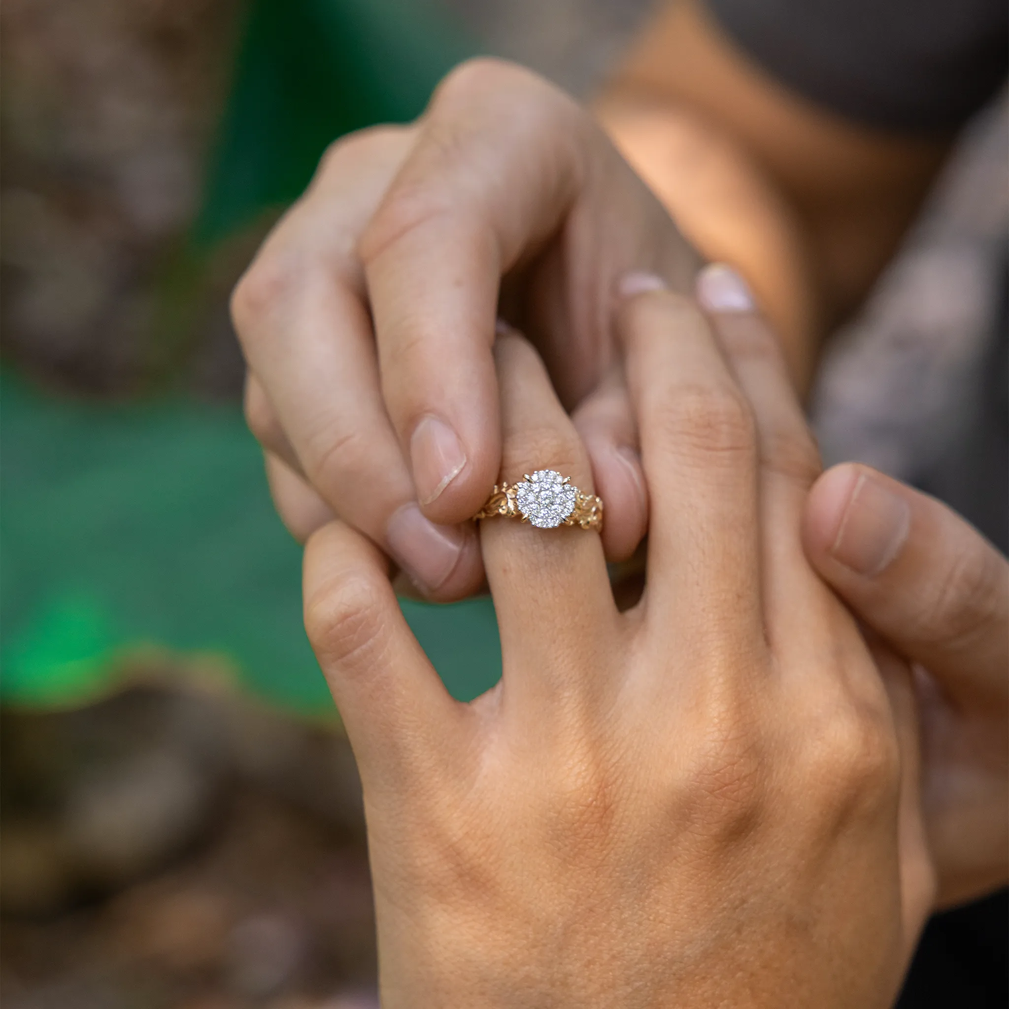 Living Heirloom Engagement Ring in Gold with Diamonds