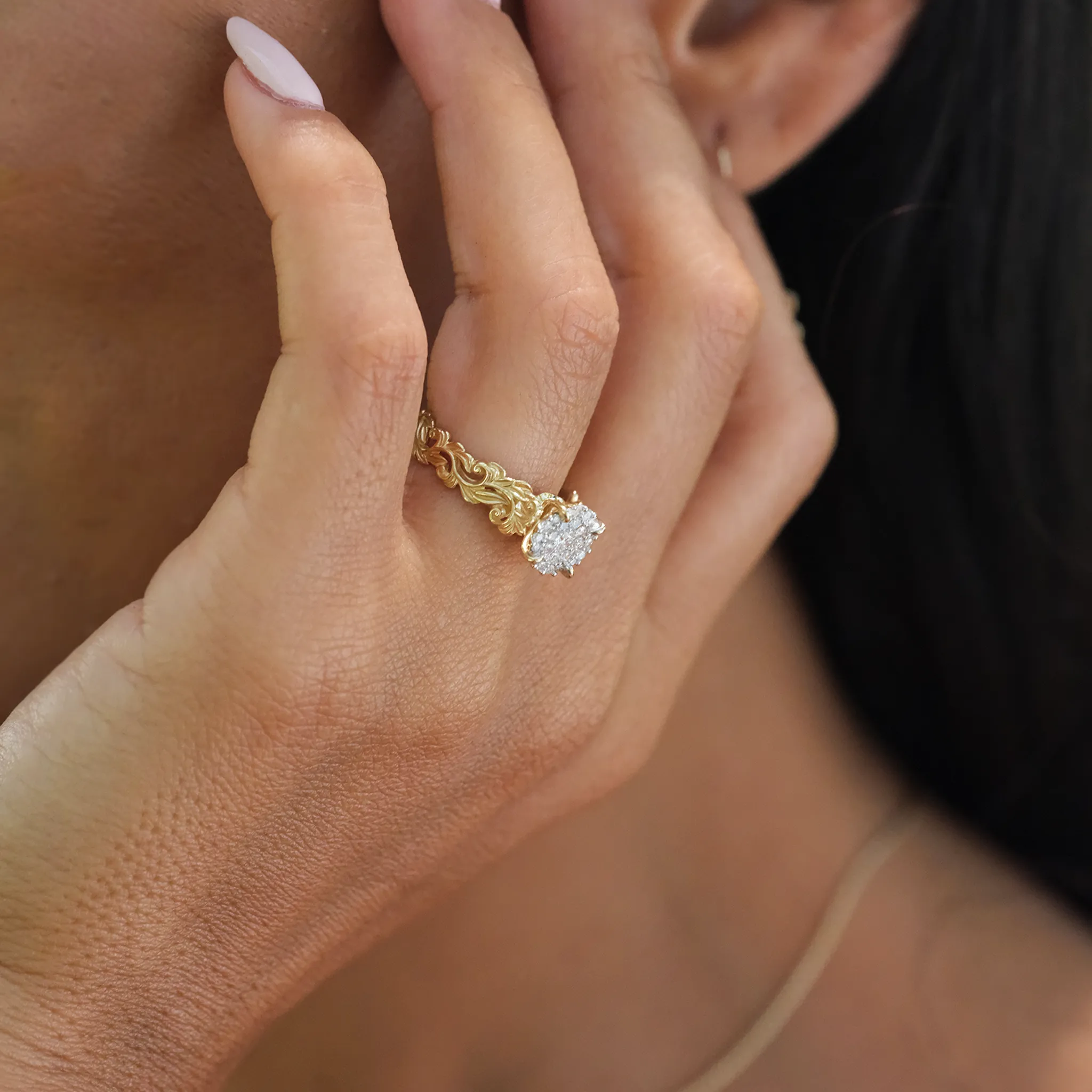 Living Heirloom Engagement Ring in Gold with Diamonds