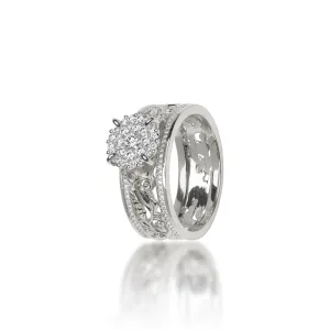 Living Heirloom Engagement Ring in White Gold with Diamonds - 7mm