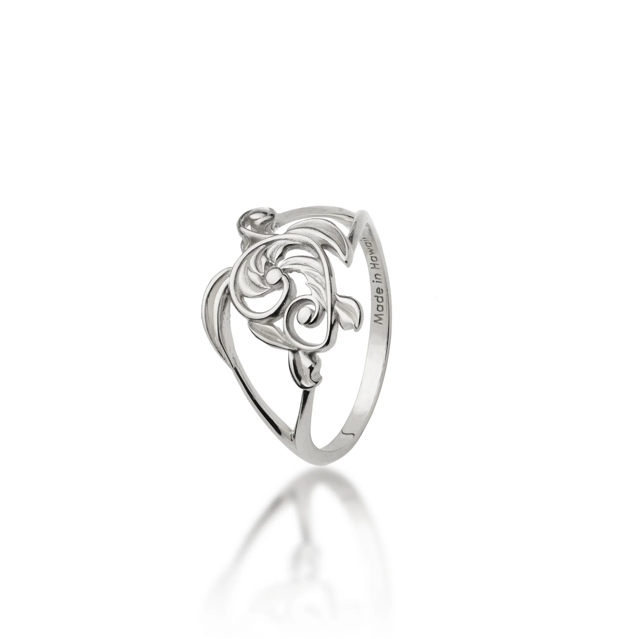 Living Heirloom Honu Ring White Gold - 16mm