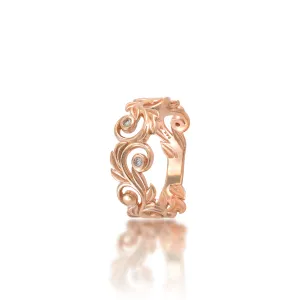 Living Heirloom Ring in Rose Gold with Diamonds - 8mm