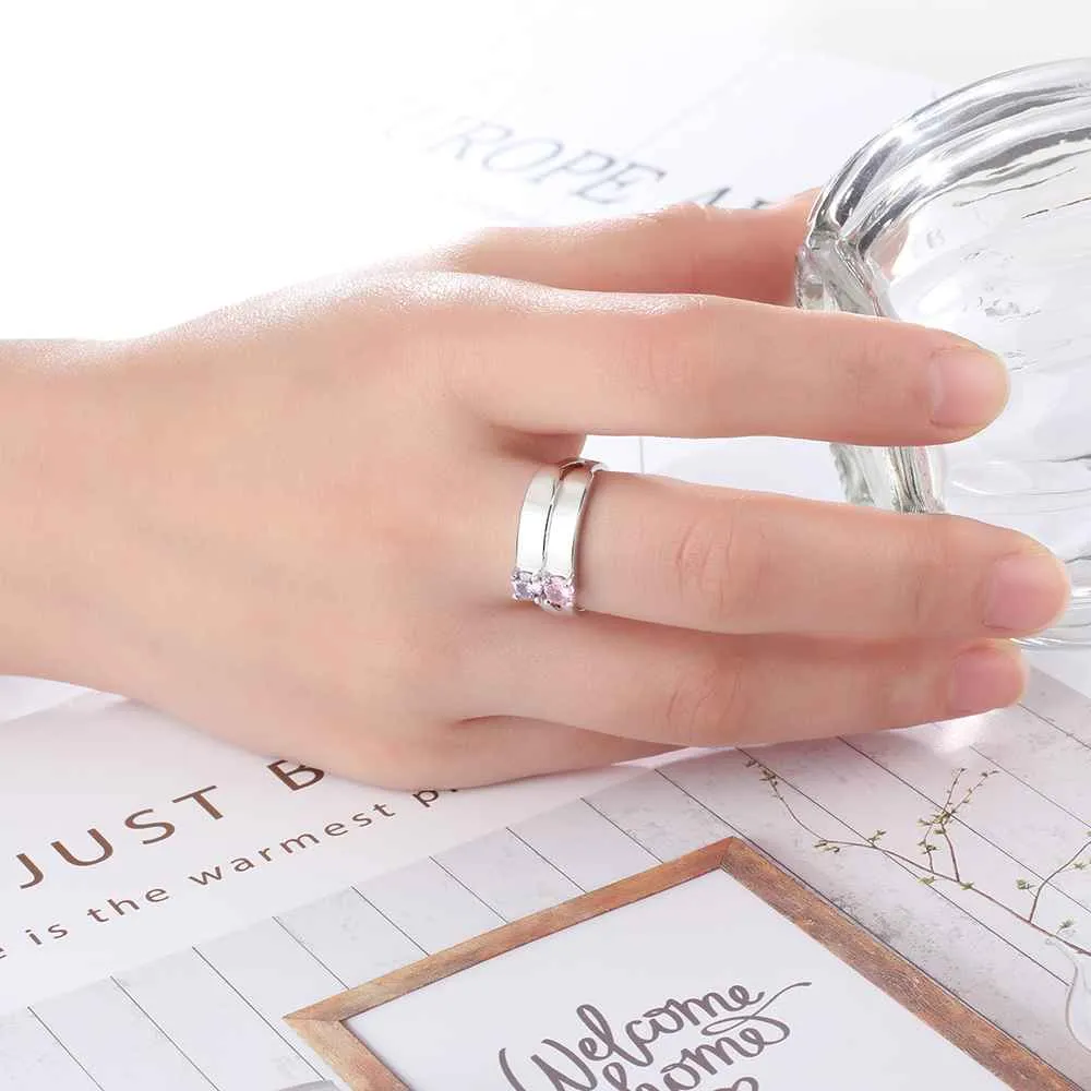 Love Promise Rings For Women Personalized Birthstone Ring Custom Engrave Names 925 Sterling Silver Jewelry