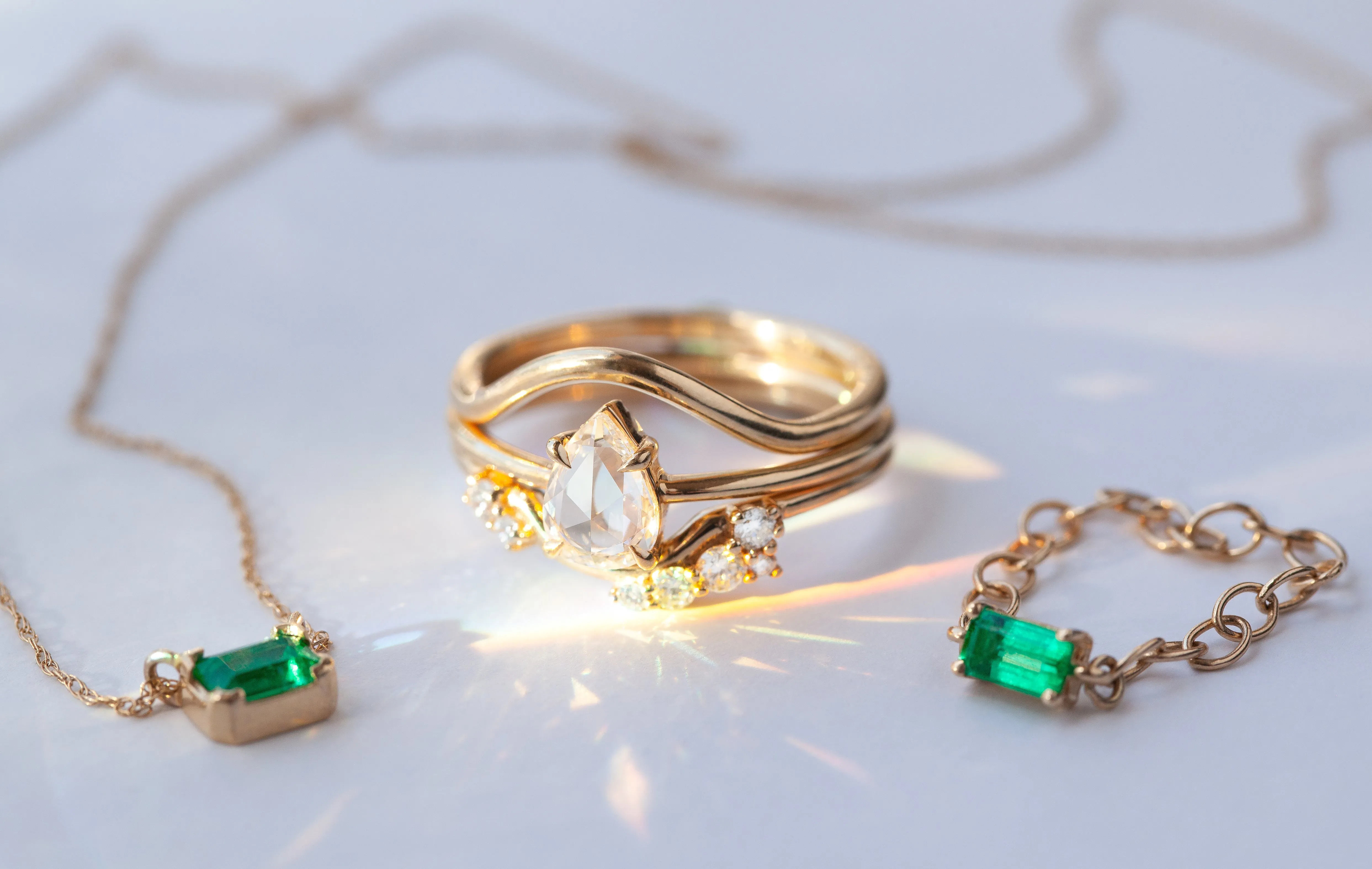Lucy Emerald Ring (Ready to Ship size 7)