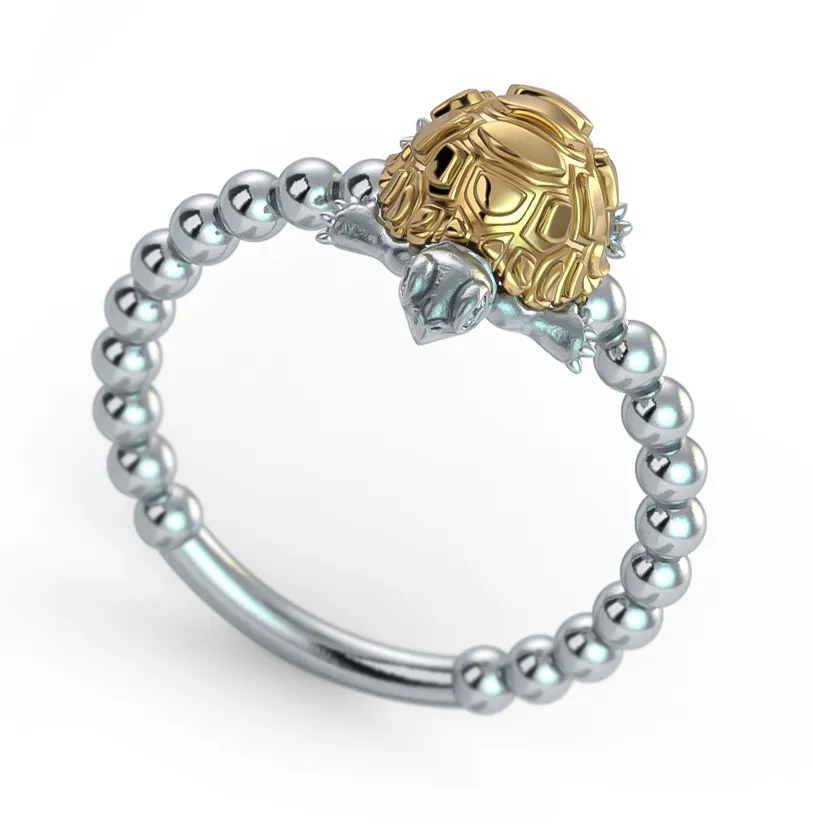 Madagascar Tortoise Diamond Bead Ring