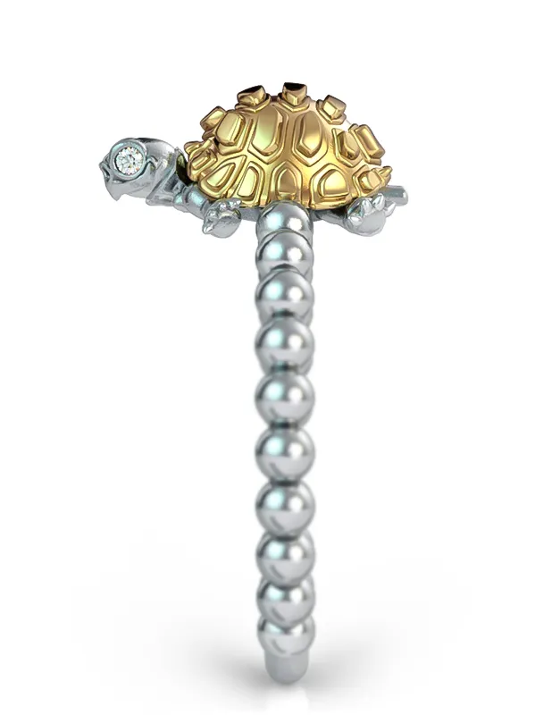 Madagascar Tortoise Diamond Bead Ring