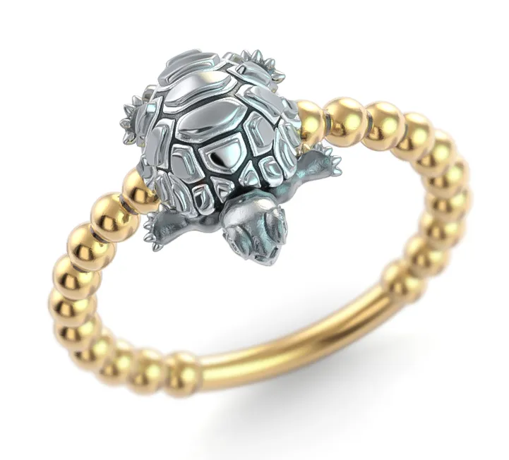 Madagascar Tortoise Diamond Bead Ring