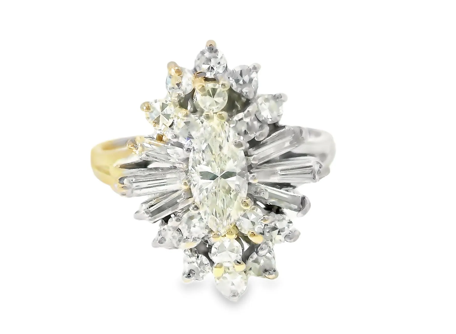 Magnificent 14K White Gold Marquise Diamond Engagement Band Ring
