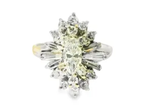 Magnificent 14K White Gold Marquise Diamond Engagement Band Ring