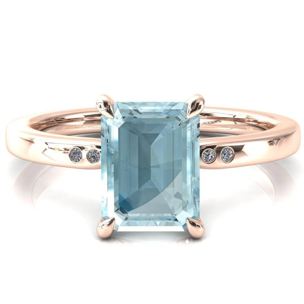 Maise Emerald Aqua Blue Spinel 4 Prong Diamond Accent Engagement Ring