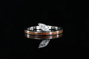 Marquise Leaf Ring With Sheoak Wood Inlay