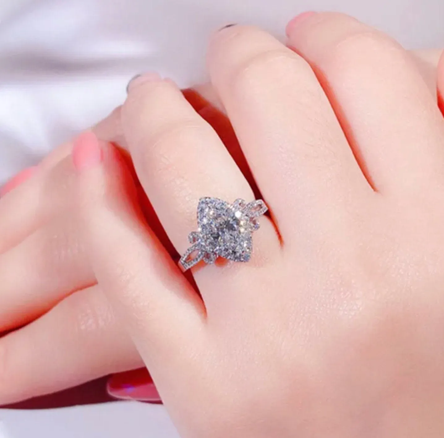 Marquise Wedding Ring | Halo Ring Engagement | Marquise Diamond Engagement Ring | Marquise Ring | Promise Ring | Engagement Ring | Oval Ring