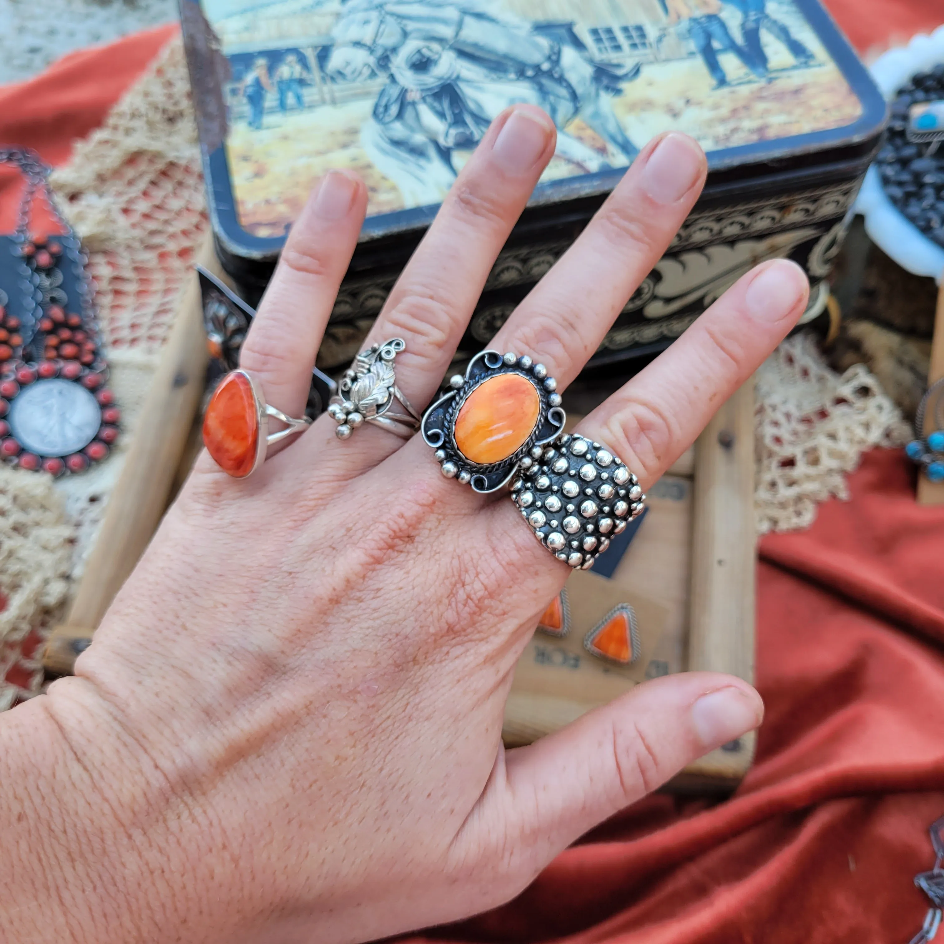 Martinez Orange Spiny Rings