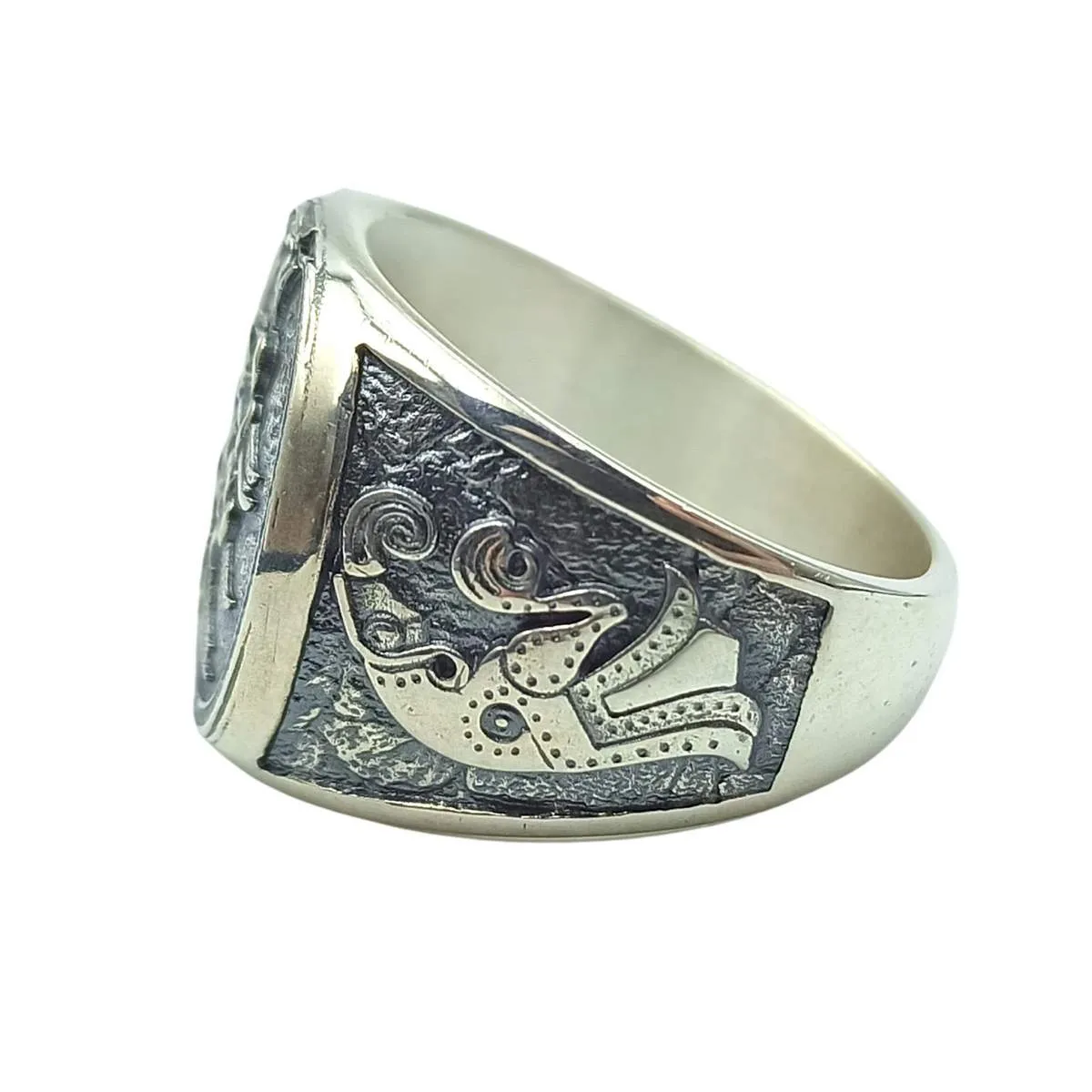 Mask of Odin signet silver ring