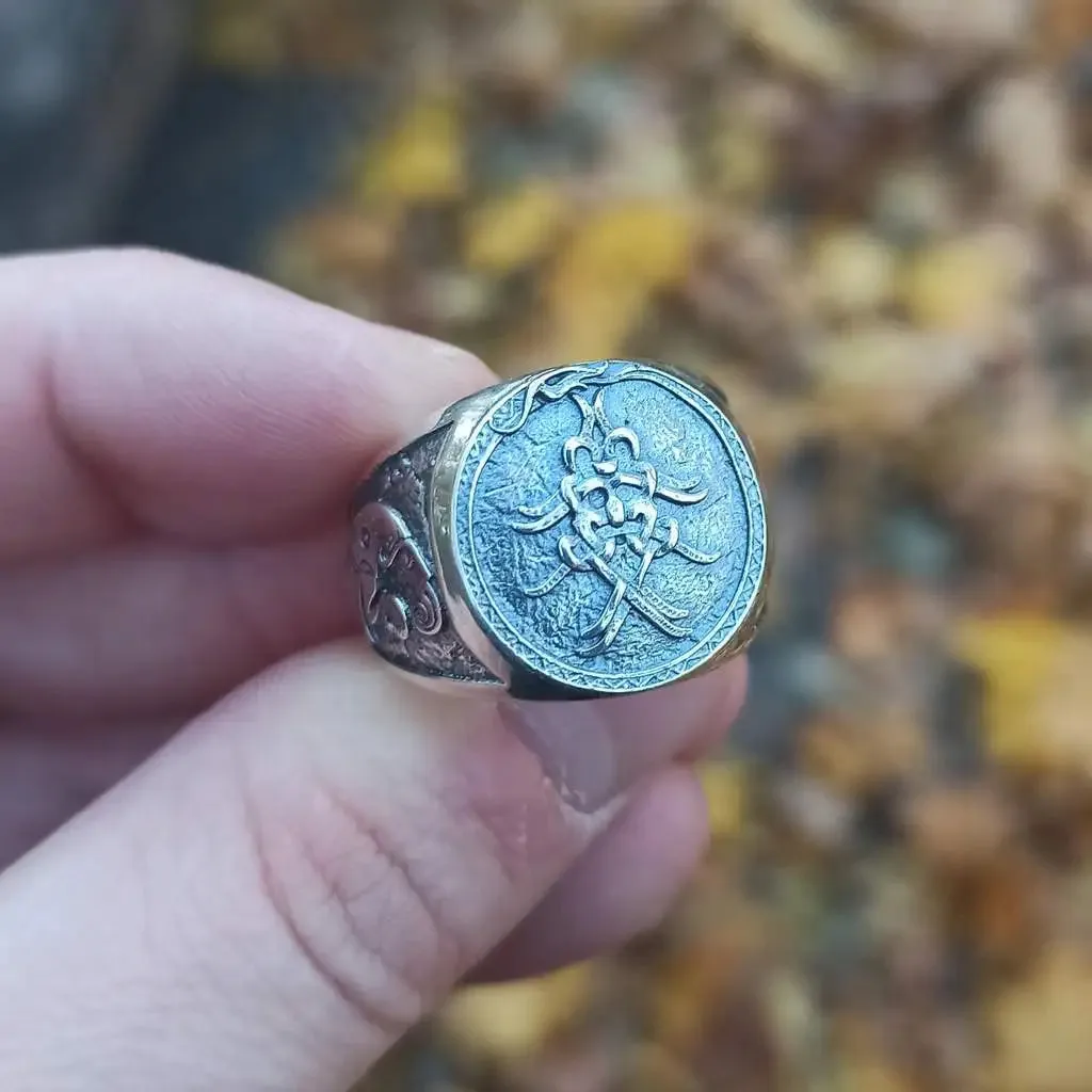Mask of Odin signet silver ring