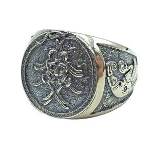 Mask of Odin signet silver ring