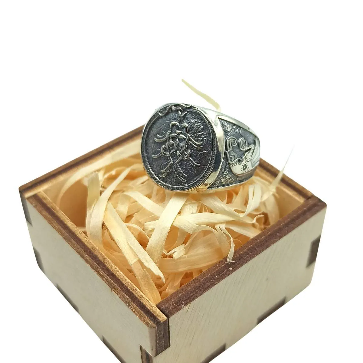 Mask of Odin signet silver ring