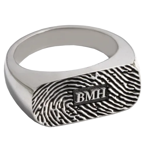 Memory Forge Rectangle Fingerprint Ring