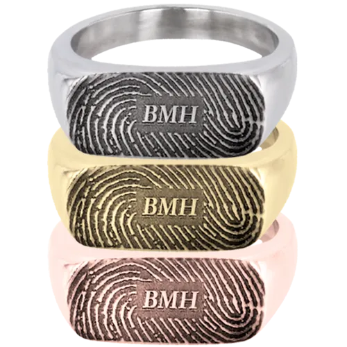 Memory Forge Rectangle Fingerprint Ring