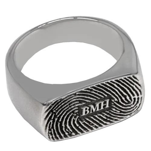 Memory Forge Rectangle Fingerprint Ring
