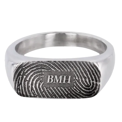 Memory Forge Rectangle Fingerprint Ring