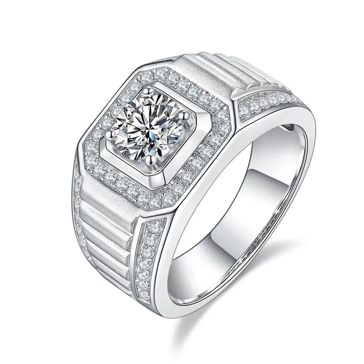 Mens Moissanite Ring | Mens Wedding Ring | Iced Out Rings