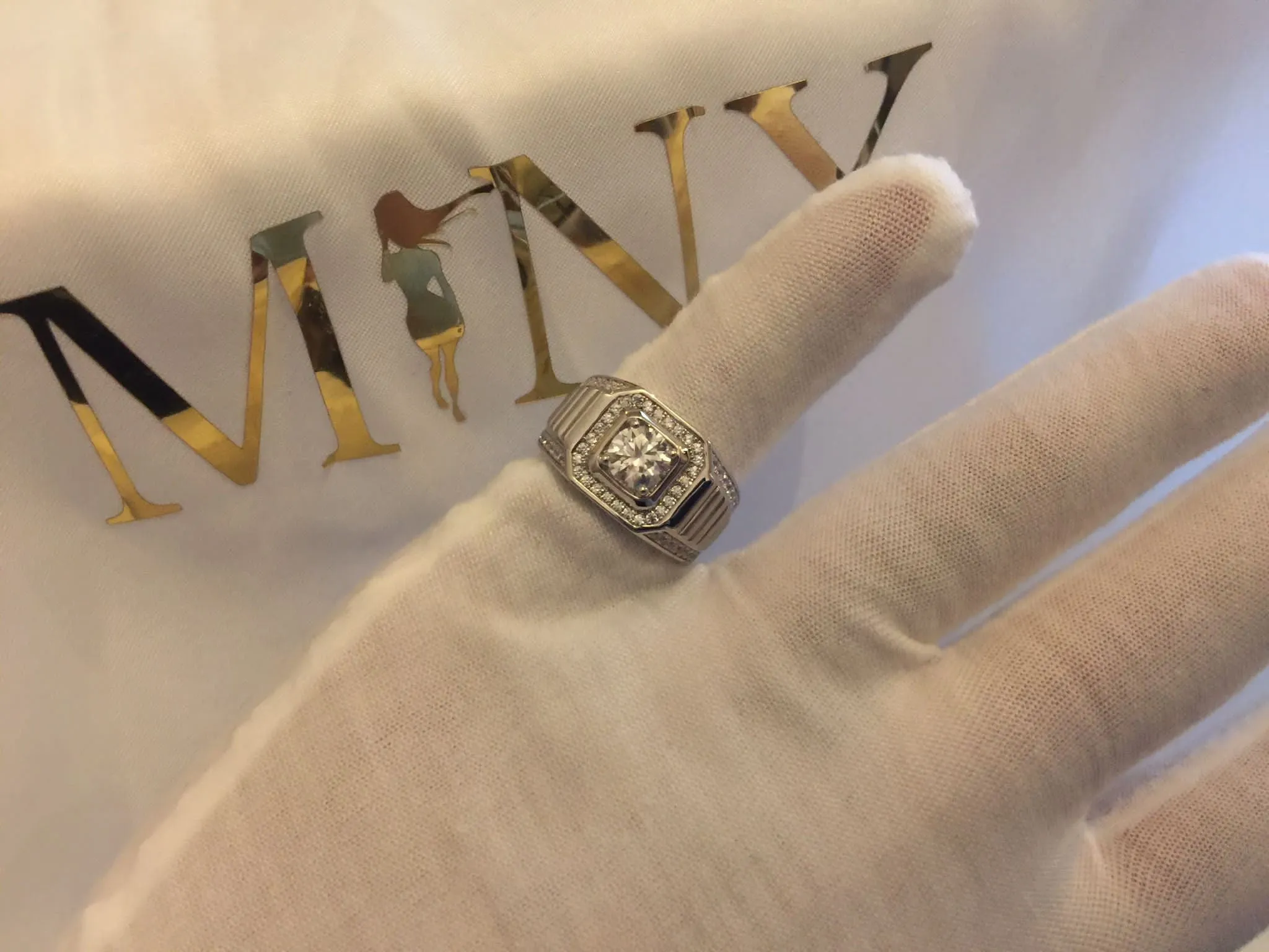 Mens Moissanite Ring | Mens Wedding Ring | Iced Out Rings
