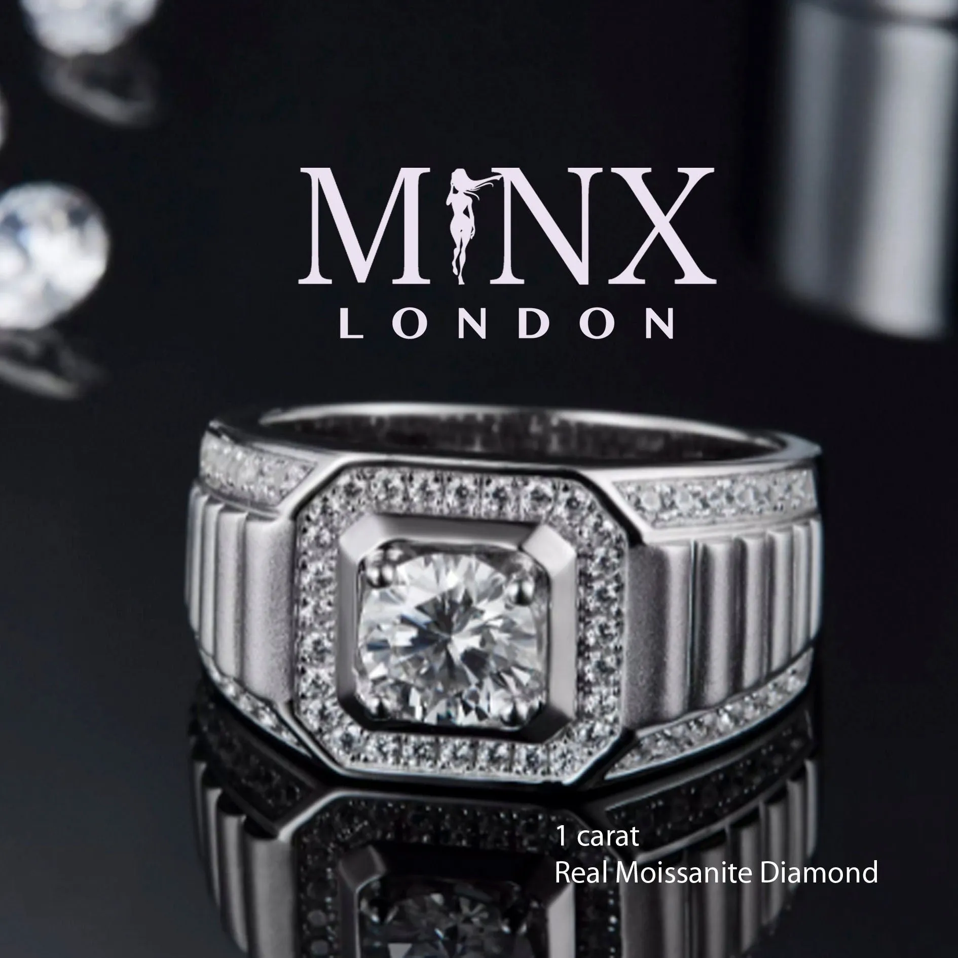 Mens Moissanite Ring | Mens Wedding Ring | Iced Out Rings