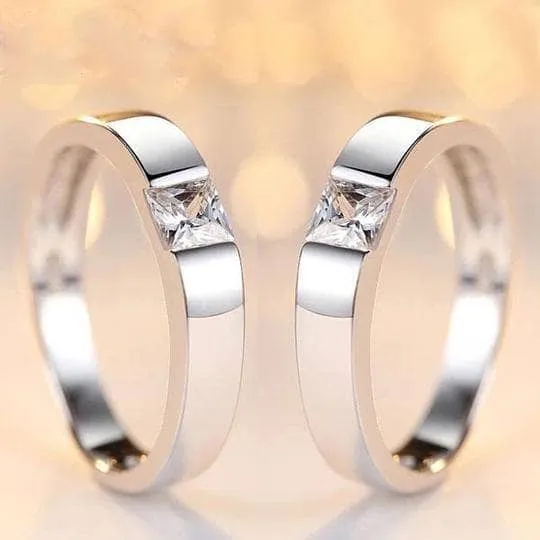 Men's Princess Cut Clear Diamond Wedding Band