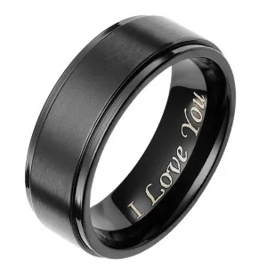 Men's Titanium Wedding Band with "I Love You" Engraving