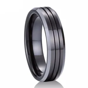 Men's Wedding Band Matte Black Tungsten Carbide