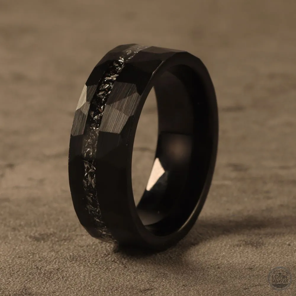 Meteorite Tungsten Ring, Hammered Surface (8mm Width, Comfort  Fit)