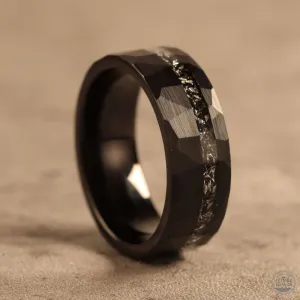 Meteorite Tungsten Ring, Hammered Surface (8mm Width, Comfort  Fit)