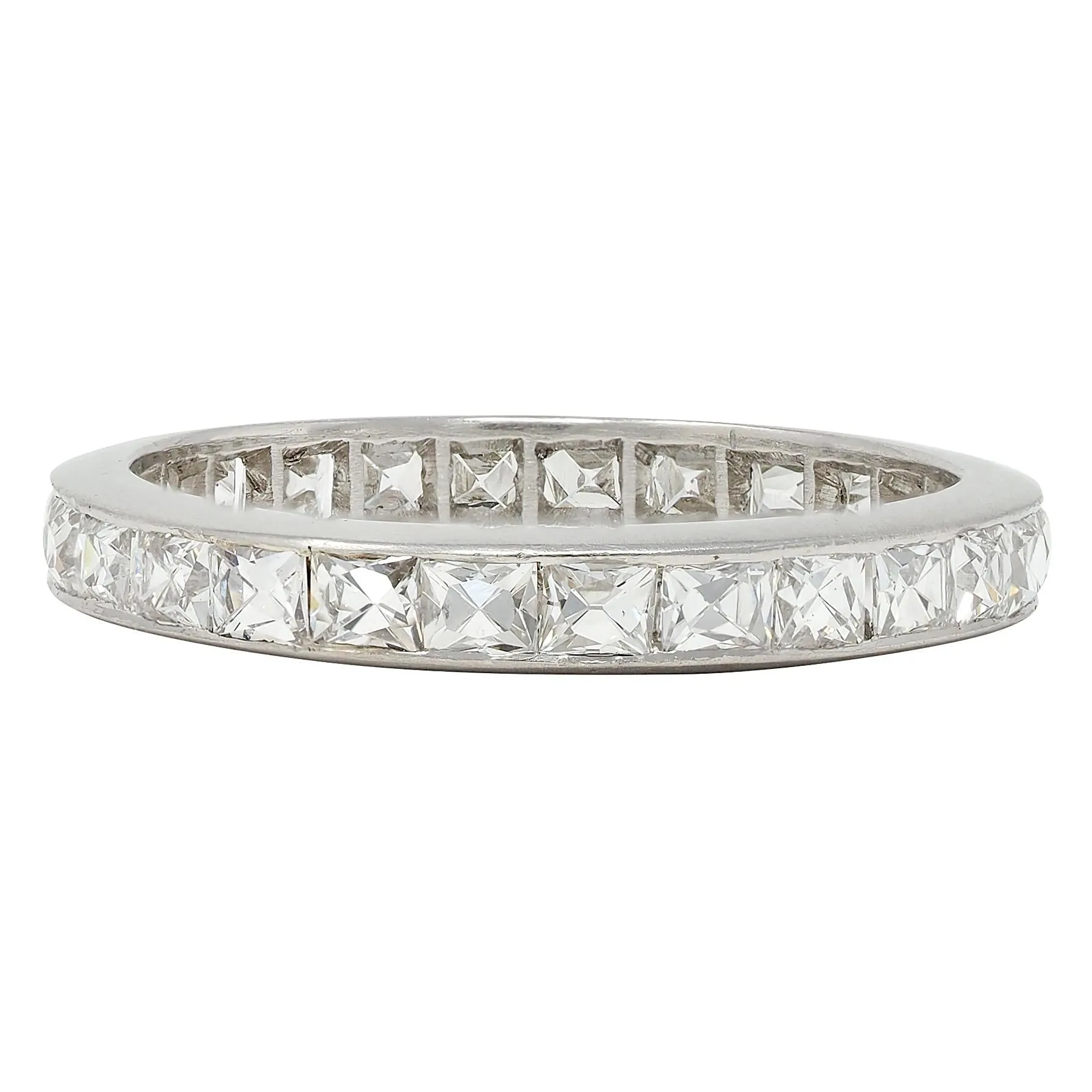 Mid-Century 1.50 CTW French Cut Diamond Platinum Vintage Eternity Wedding Band Ring