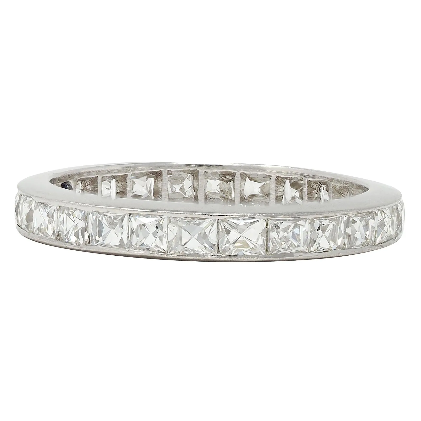Mid-Century 1.50 CTW French Cut Diamond Platinum Vintage Eternity Wedding Band Ring